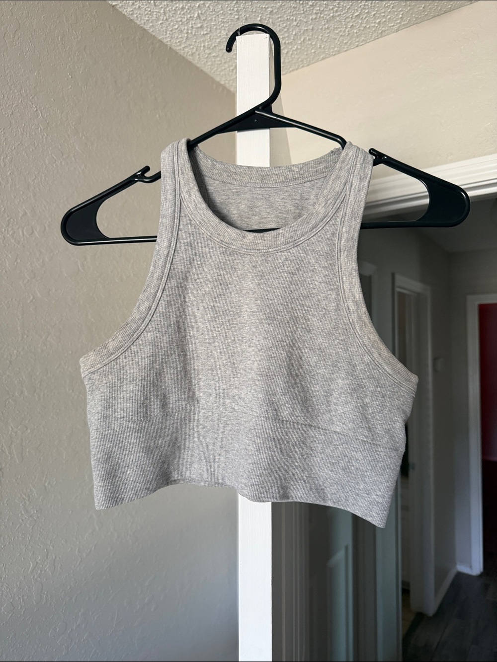 ALO Yoga Seamless Delight High Neck Bra in Athletic Grey Heather
